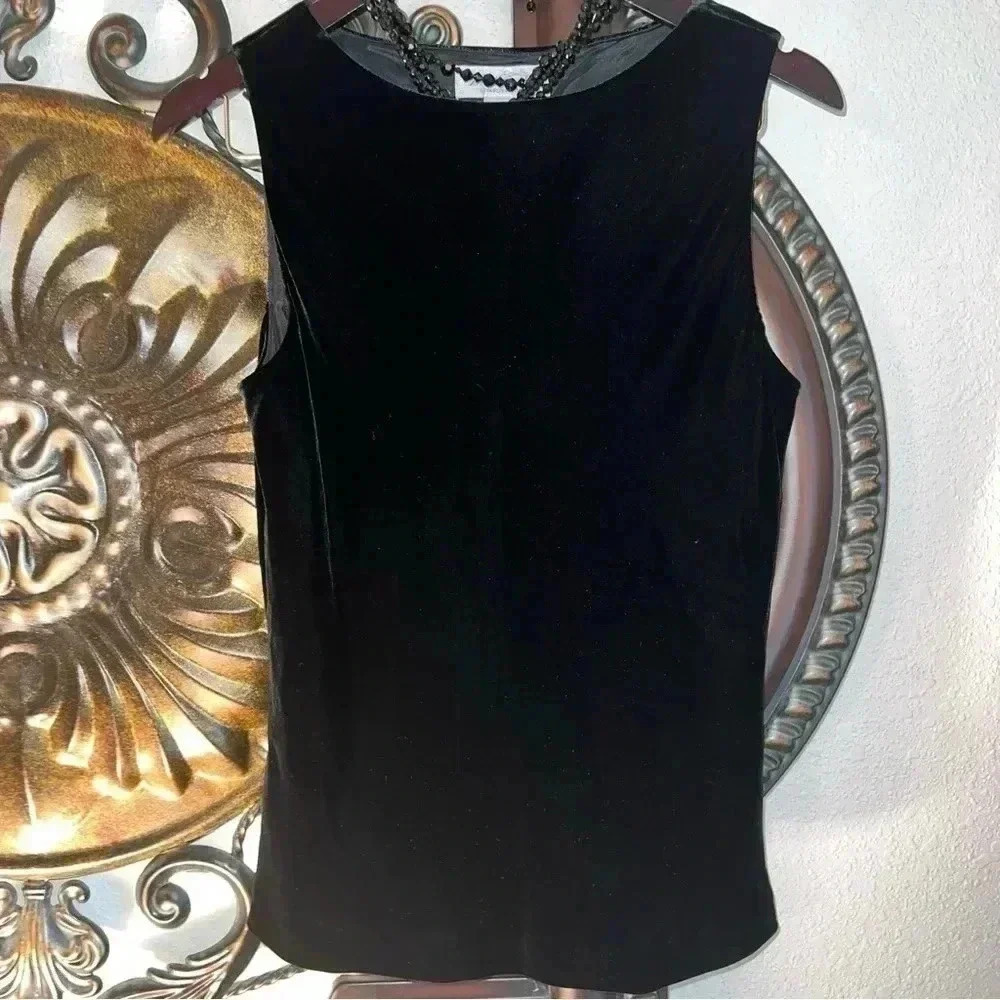 Brooks Brothers Women’s Black Watch Velvet Silk Blend Sleeveless Top Medium